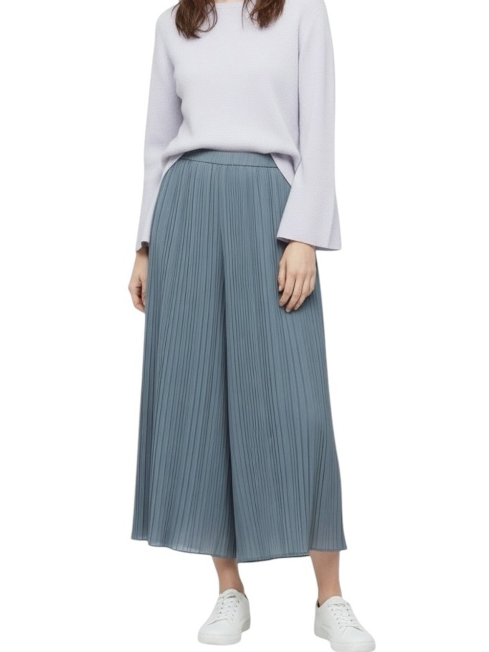 Uniqlo pleated chiffon wide leg high waist culottes size S like new condition